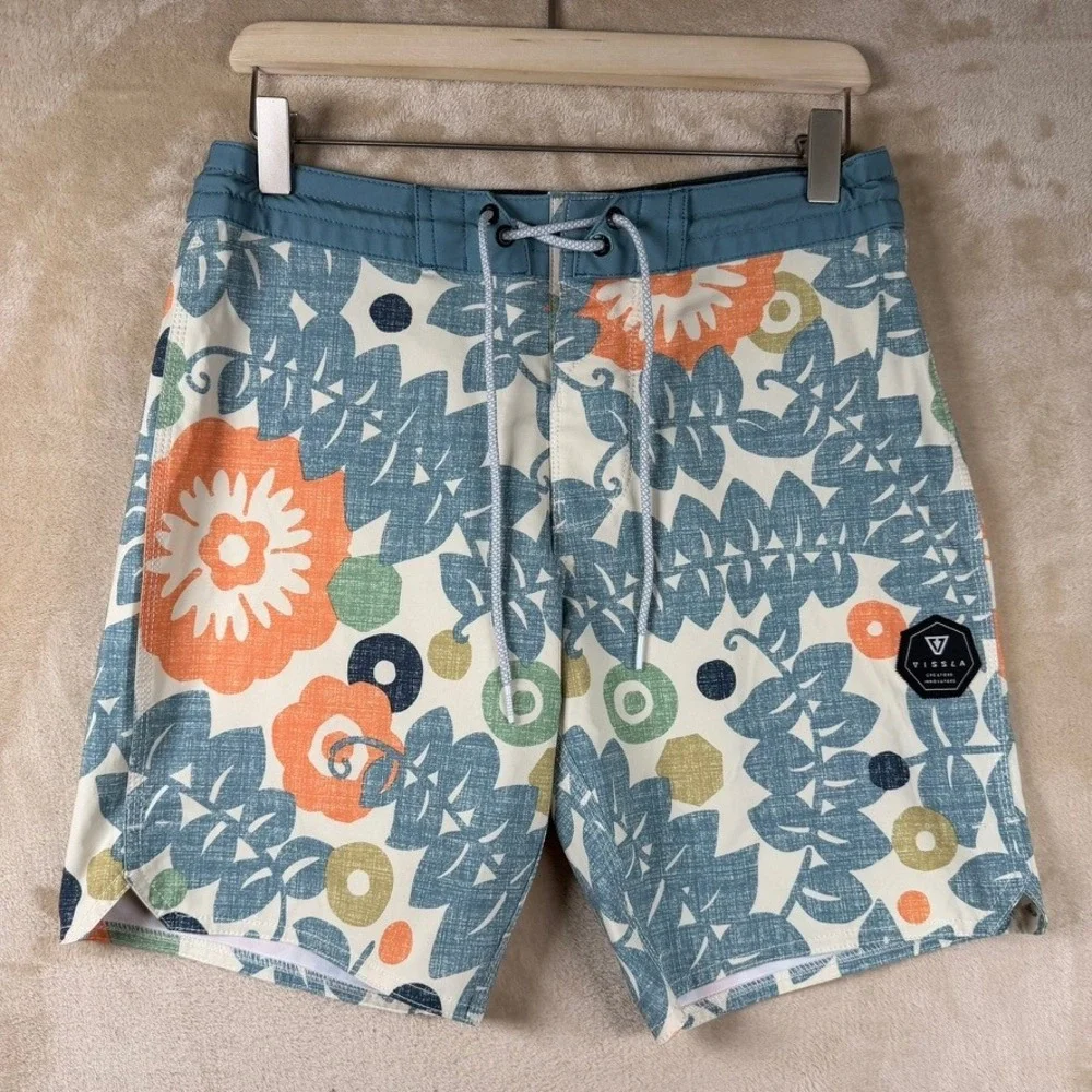 Vissla Mens Upcycled Coconut Floral Board Shorts Orange Teal Size 29 M106XZAN